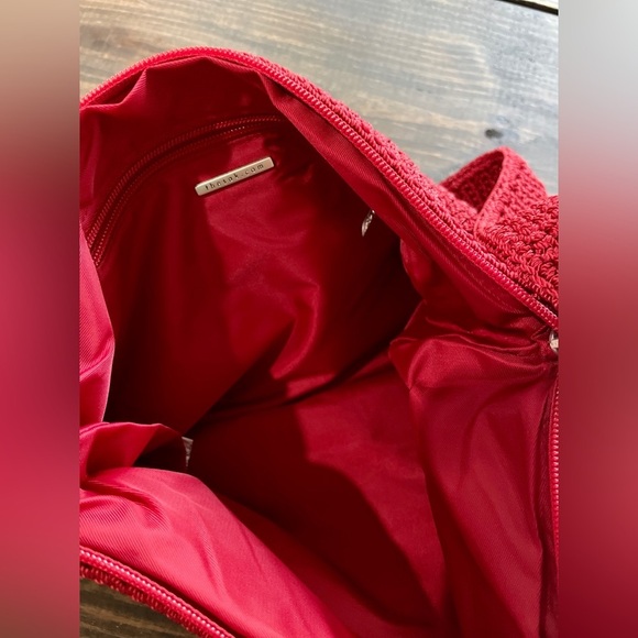 The Sak Original Macramé Woven Red Shoulder Bag with Zippered Closure NWOT - Picture 4 of 4